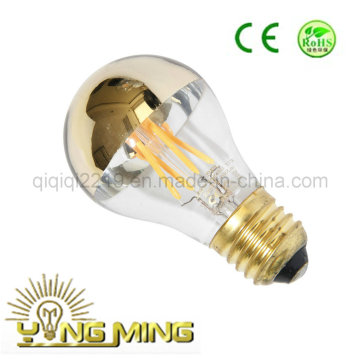 A60 3W / 5W semi-ouro espelho LED bulbo filamento